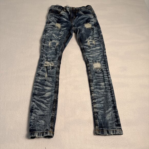 Evolution In Design Jeans Pants Boys Size 10 Dark Blue Denim Acid Wash - Picture 1 of 11